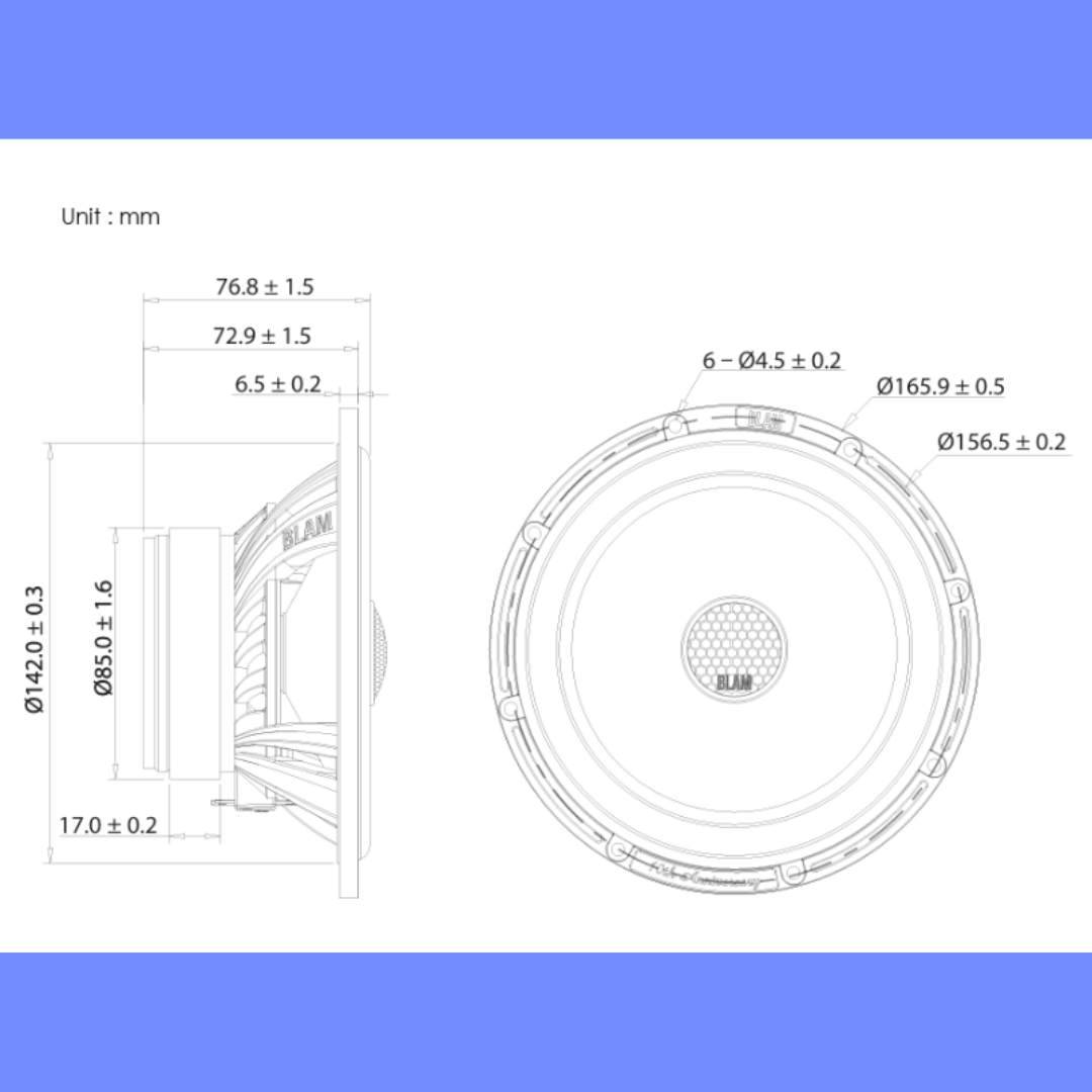 BLAM Super Relax SR165C 165mm (6.5inch) Hi-efficiency 3-Ohm 2-Way Coaxial speakers (PAIR) - Image 6
