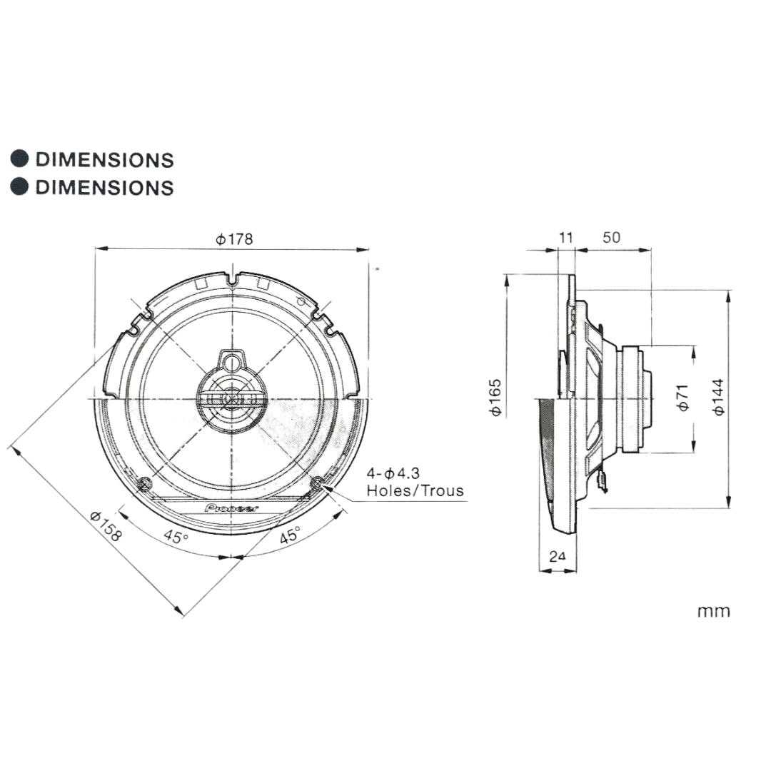 Pioneer TS-G1730F 170mm (6.5") 3-Way Coaxial speakers (PAIR) - Image 5